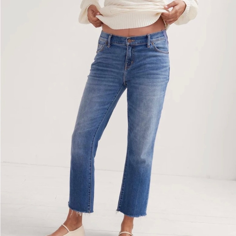 HATCH The Crop Maternity Indigo Raw Hem Jean